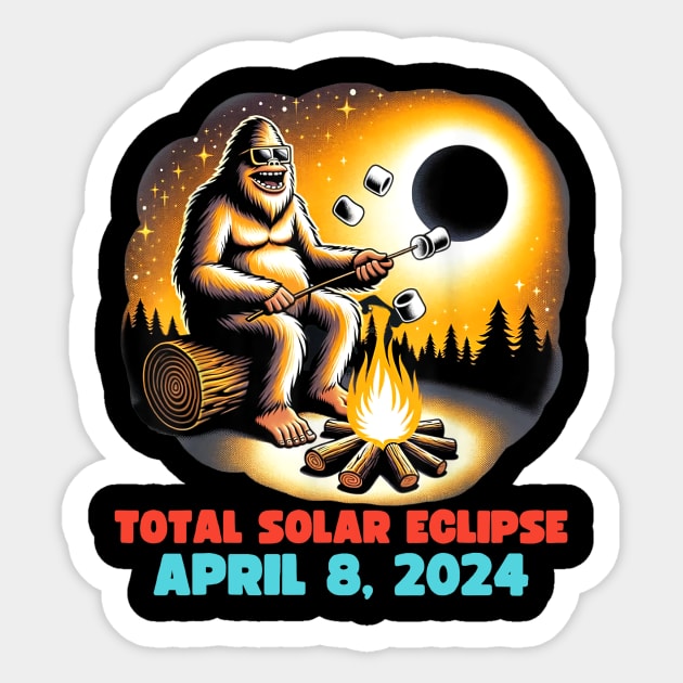 Solar Eclipse 2024 Bigfoot, April 8 2024, Funny Eclipse Event 2024 Sticker by artbyhintze